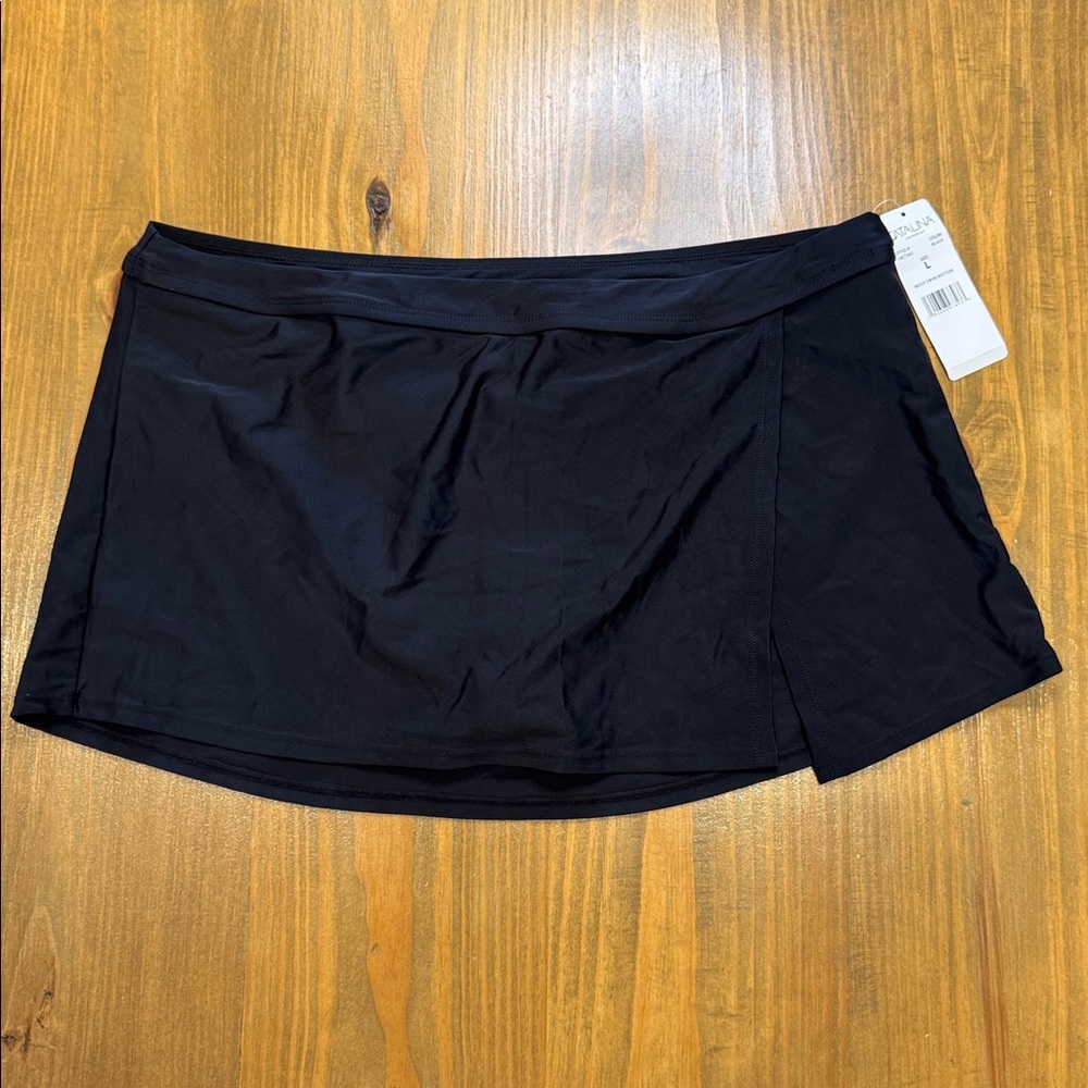NWT Catalina solid Black Swimskirt Large Missy Swim Skirt Bottoms